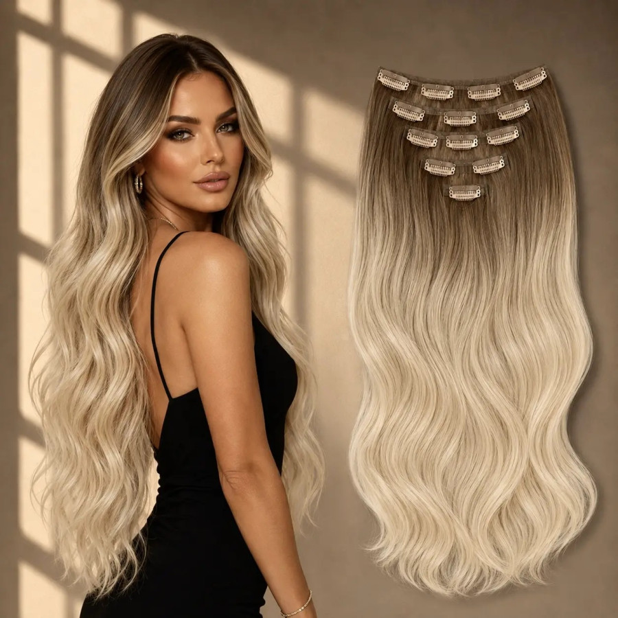 Clip-On Diamond OMBRE Saten Deschis / Blond Deschis Clip-On Diamond OMBRE Saten Deschis / Blond Deschis